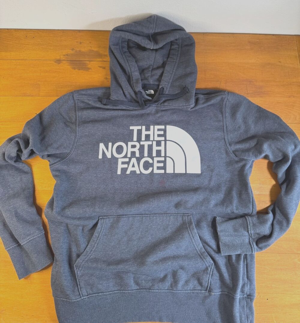 The North Face Hoodie Mens M Gray Sweatshirt Paint Stained Streetwear